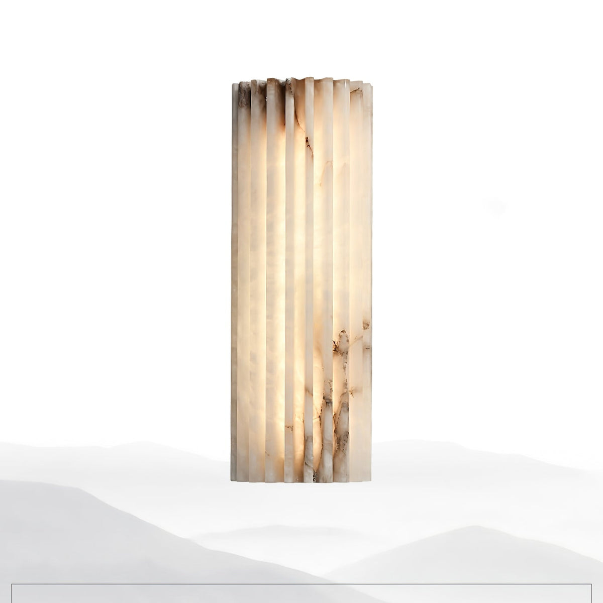 Alabaster Wall Lamp Art Deco with Ribbed Stone Shade and Warm Glow