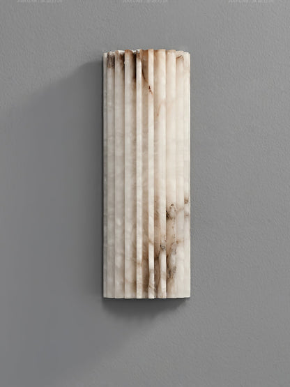 Alabaster Wall Lamp Art Deco with Ribbed Stone Shade and Warm Glow