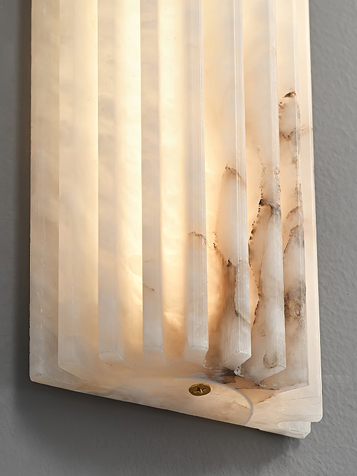 Alabaster Wall Lamp Art Deco with Ribbed Stone Shade and Warm Glow