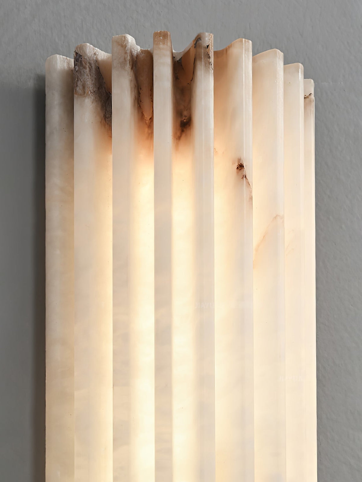 Alabaster Wall Lamp Art Deco with Ribbed Stone Shade and Warm Glow