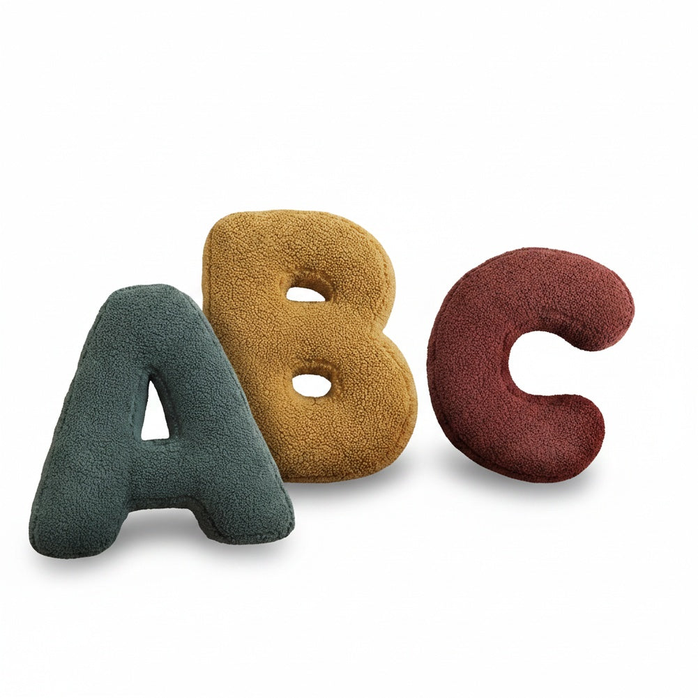 Alphabet Letter Cushion Bouclé Decorative Pillow for Bedroom and Kids Room