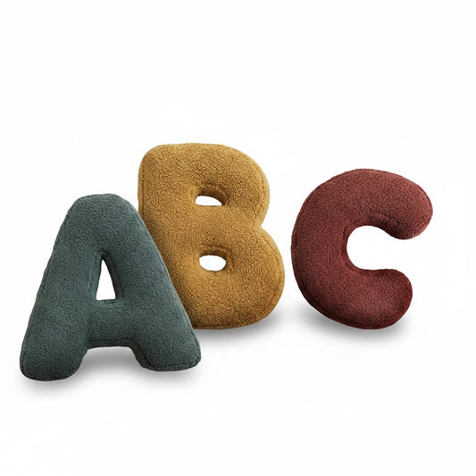 Alphabet Letter Cushion Bouclé Decorative Pillow for Bedroom and Kids Room