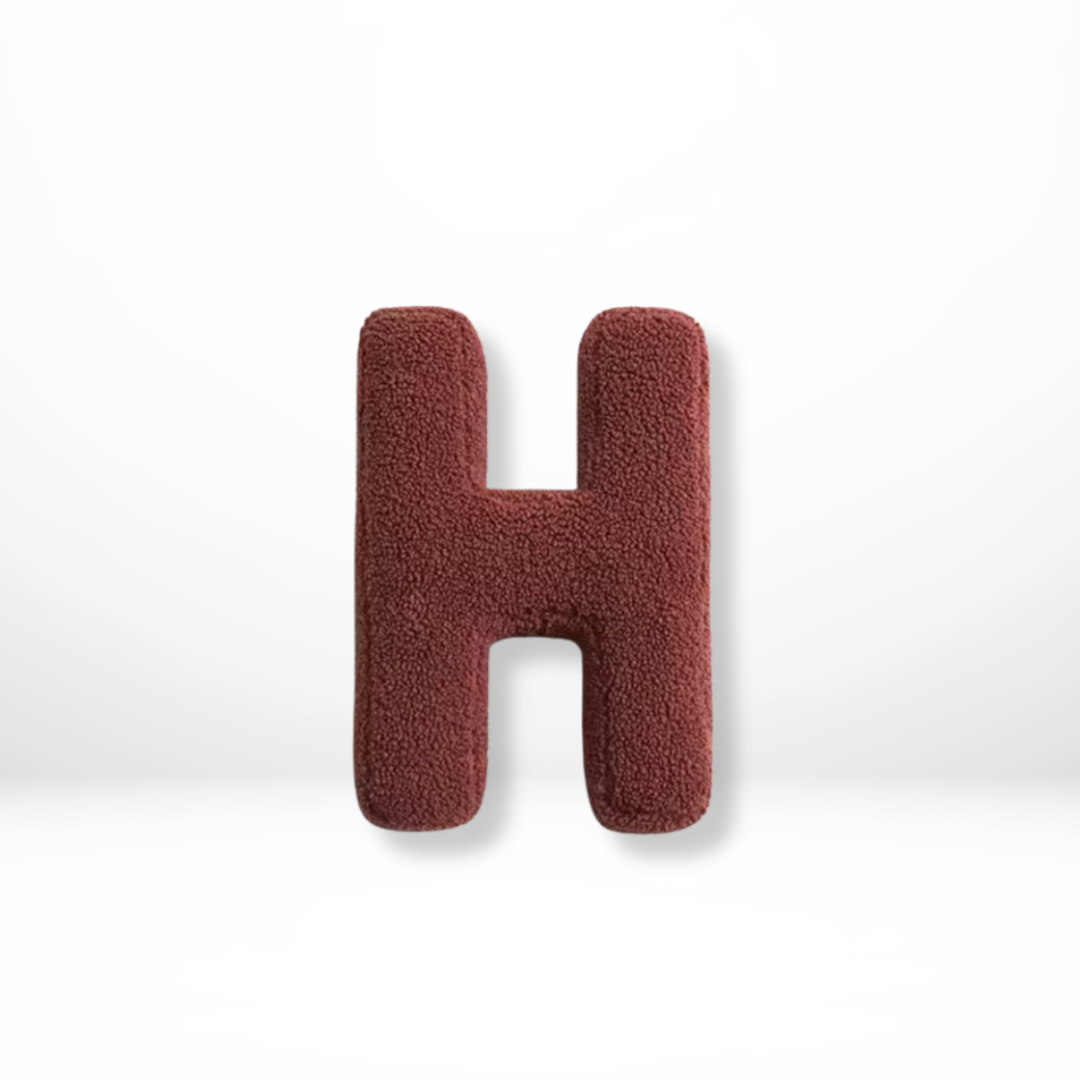 Alphabet Letter Cushion Bouclé Decorative Pillow for Bedroom and Kids Room