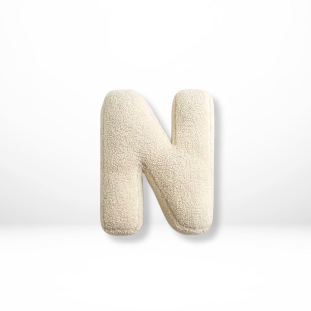 Alphabet Letter Cushion Bouclé Decorative Pillow for Bedroom and Kids Room