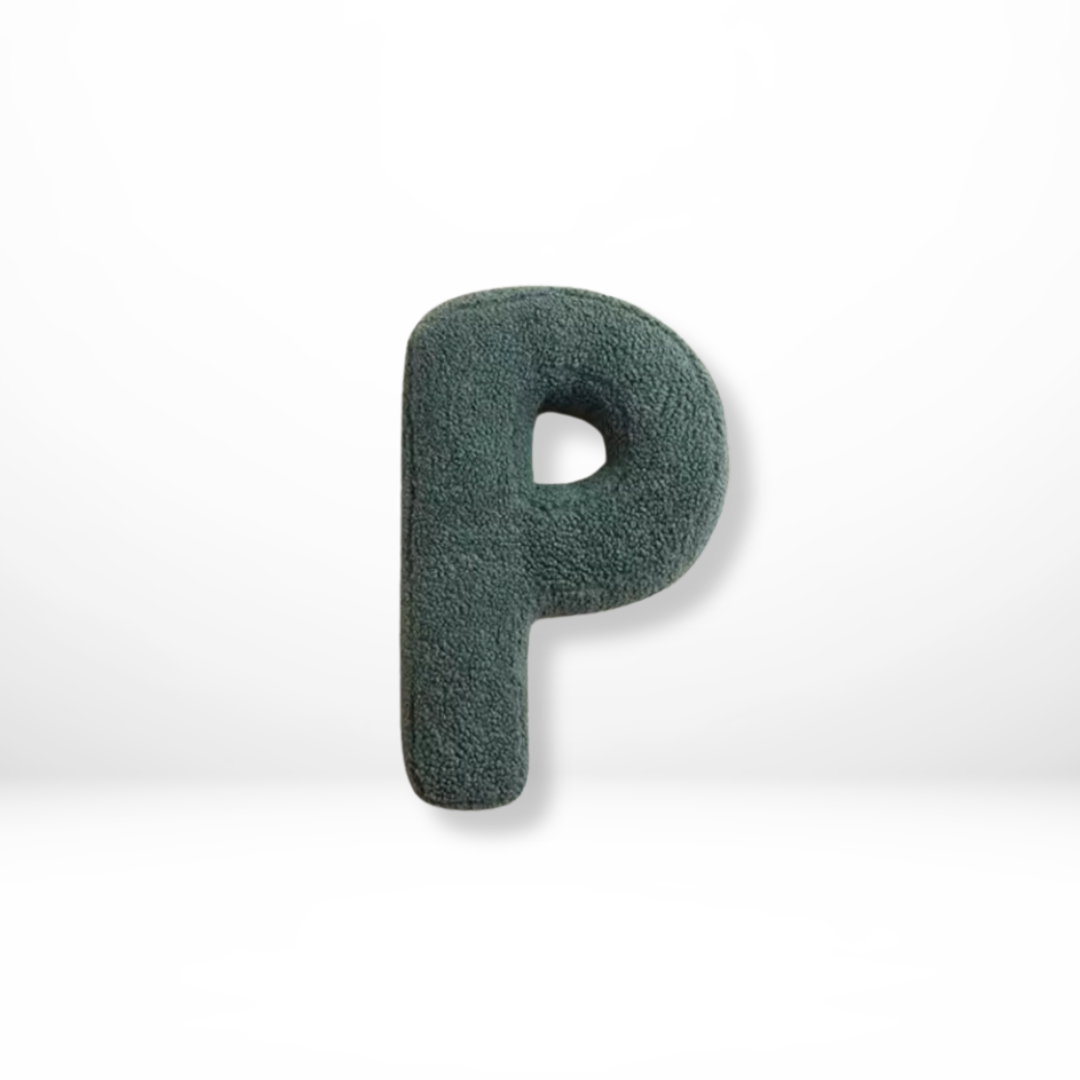 Alphabet Letter Cushion Bouclé Decorative Pillow for Bedroom and Kids Room