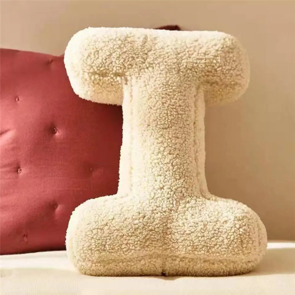 Alphabet Letter Cushion Bouclé Decorative Pillow for Bedroom and Kids Room