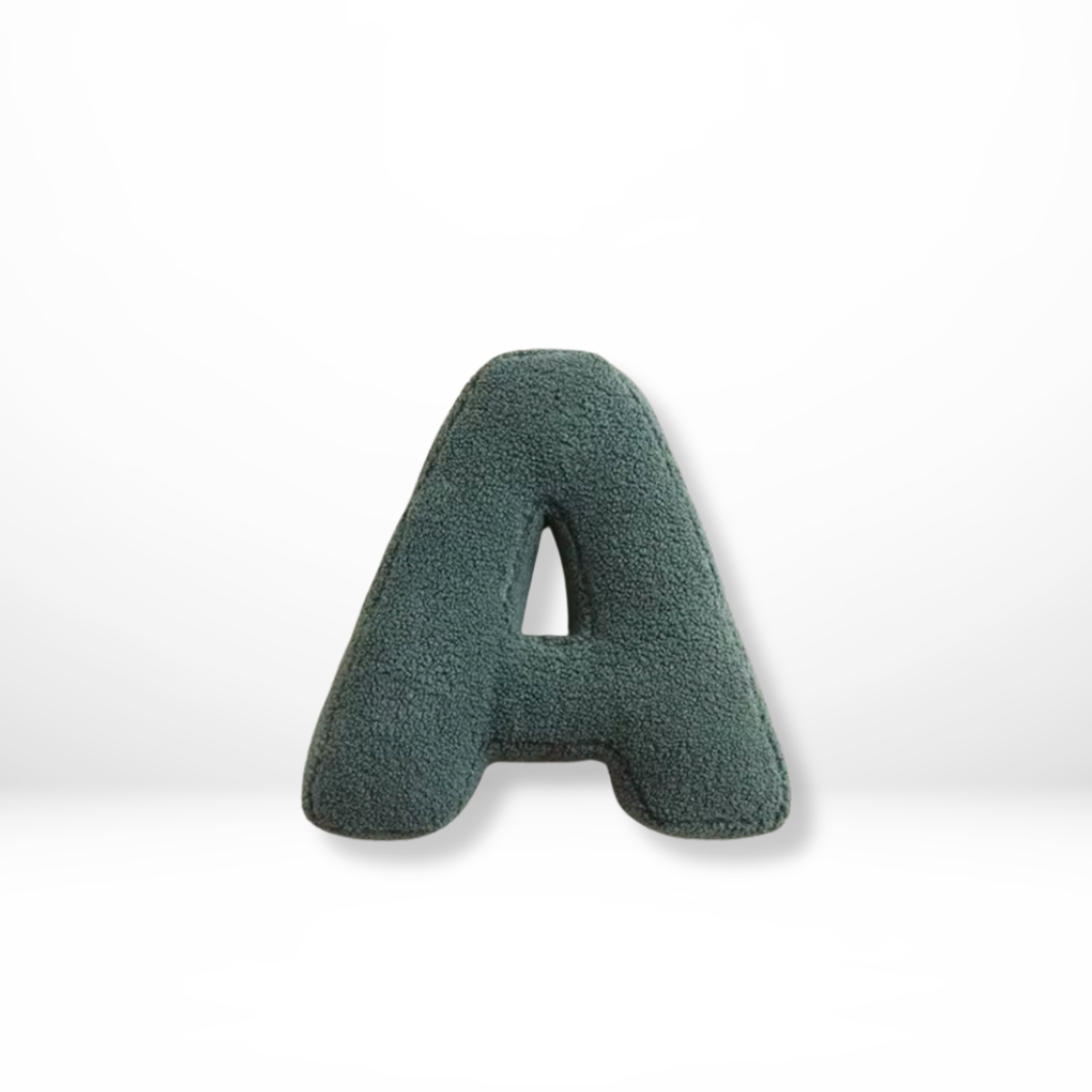 Alphabet Letter Cushion Bouclé Decorative Pillow for Bedroom and Kids Room