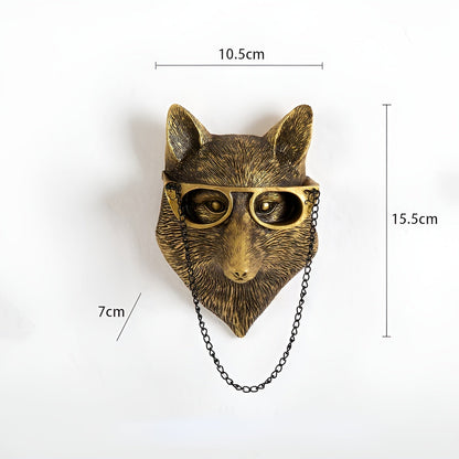 Animal Head Wall Hook Decorative Wall Decor with Glasses Boho Style