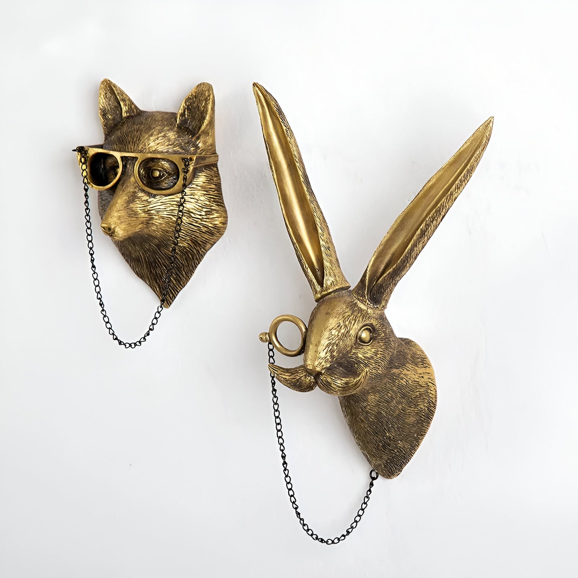 Animal Head Wall Hook Decorative Wall Decor with Glasses Boho Style
