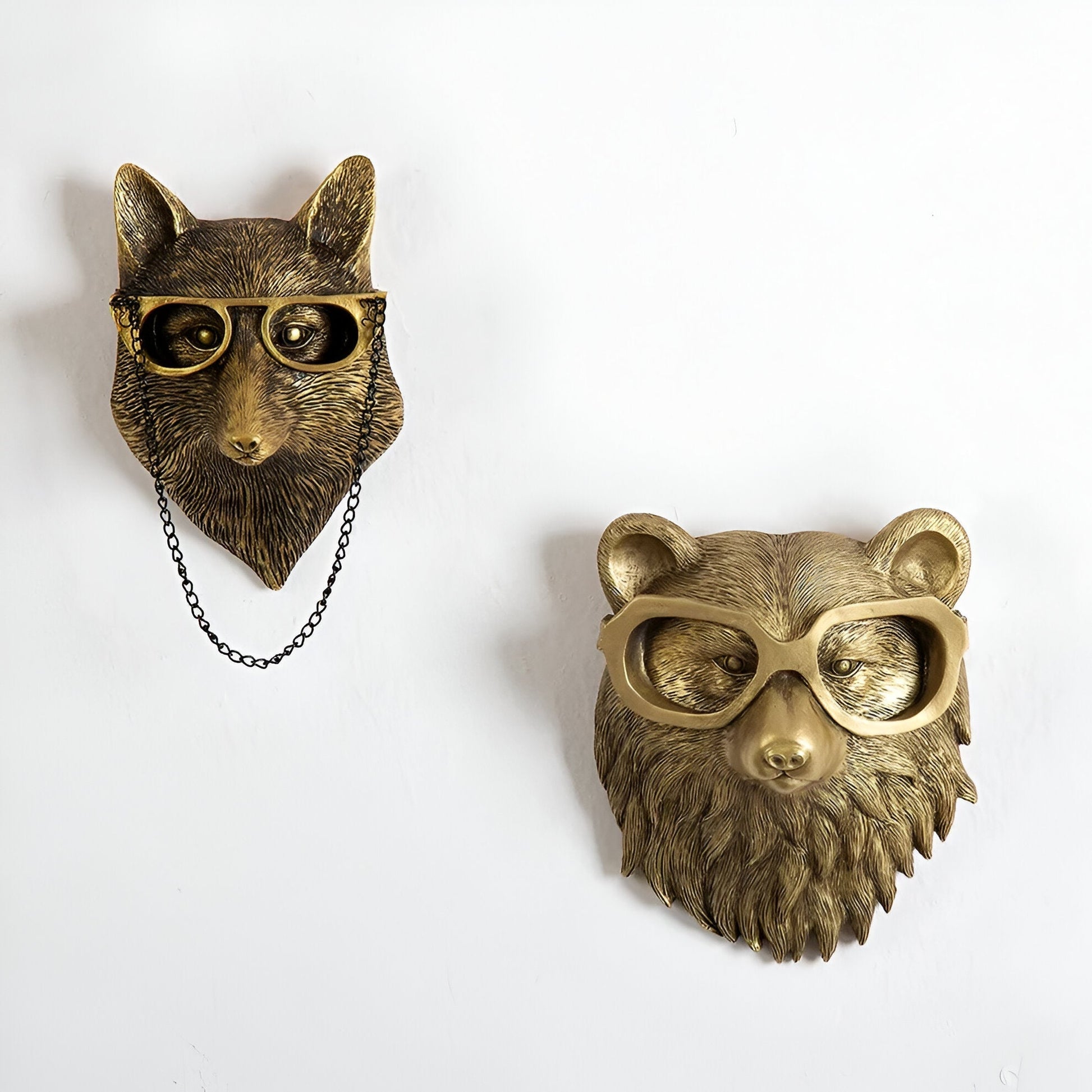 Animal Head Wall Hook Decorative Wall Decor with Glasses Boho Style