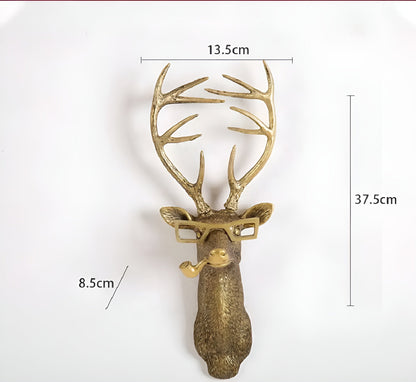 Animal Head Wall Hook Decorative Wall Decor with Glasses Boho Style