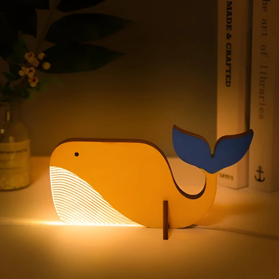 Animal LED Table Lamp Scandinavian Wooden Bird Night Light for Desk or Nightstand
