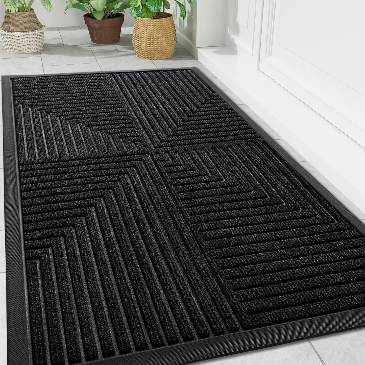 Anti-Slip Doormat for Indoor and Outdoor Use with Geometric Pattern