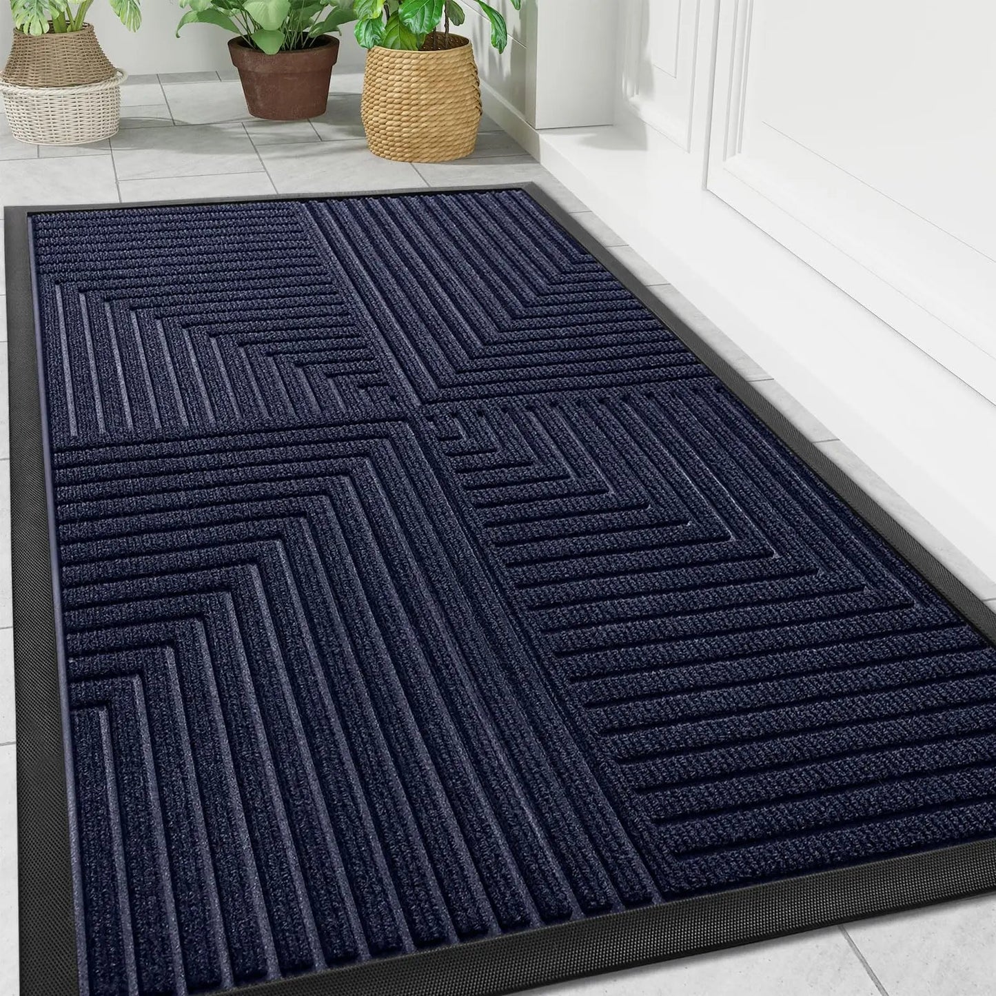 Anti-Slip Doormat for Indoor and Outdoor Use with Geometric Pattern