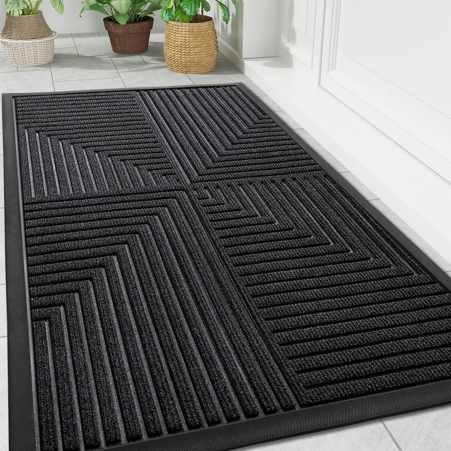 Anti-Slip Doormat for Indoor and Outdoor Use with Geometric Pattern