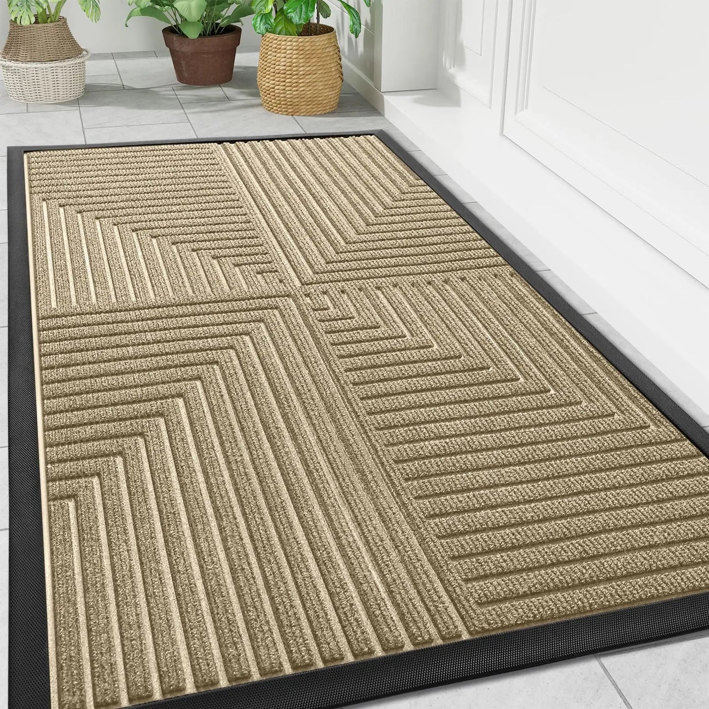 Anti-Slip Doormat for Indoor and Outdoor Use with Geometric Pattern