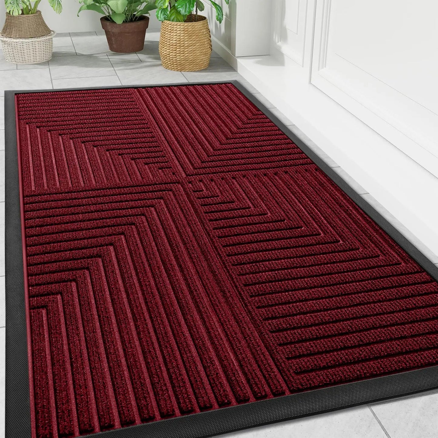 Anti-Slip Doormat for Indoor and Outdoor Use with Geometric Pattern