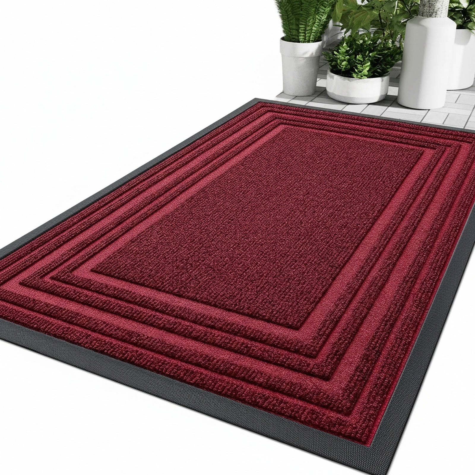 Anti-Slip Doormat for Indoor and Outdoor Use with Low Profile and Border Design