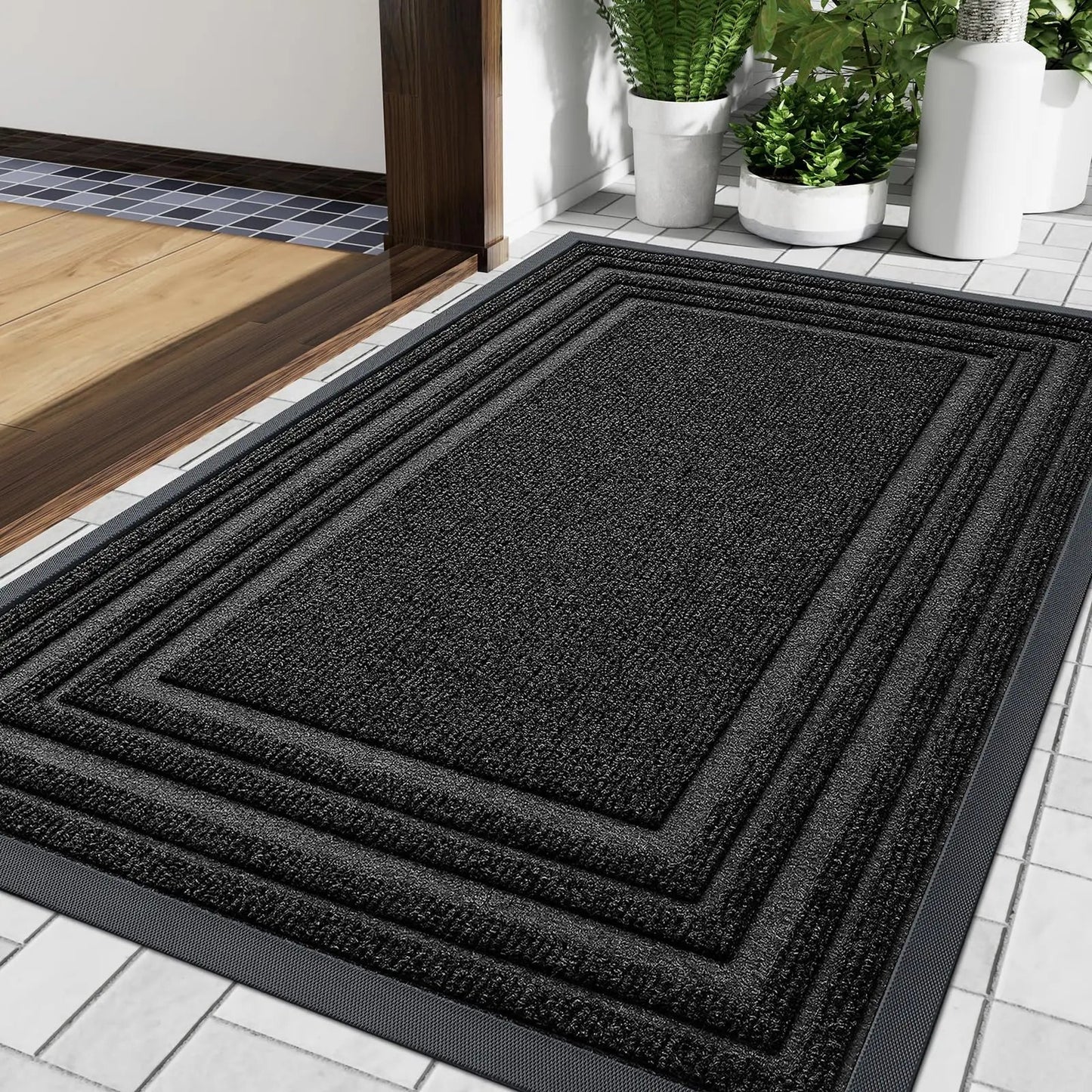 Anti-Slip Doormat for Indoor and Outdoor Use with Low Profile Border Design