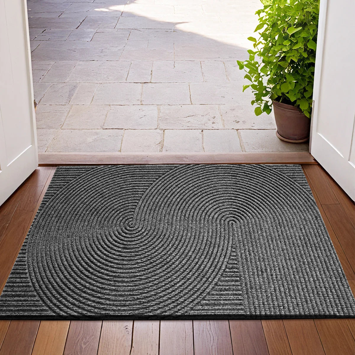 Anti-Slip Doormat with 3D Groove Pattern for Indoor and Outdoor Use