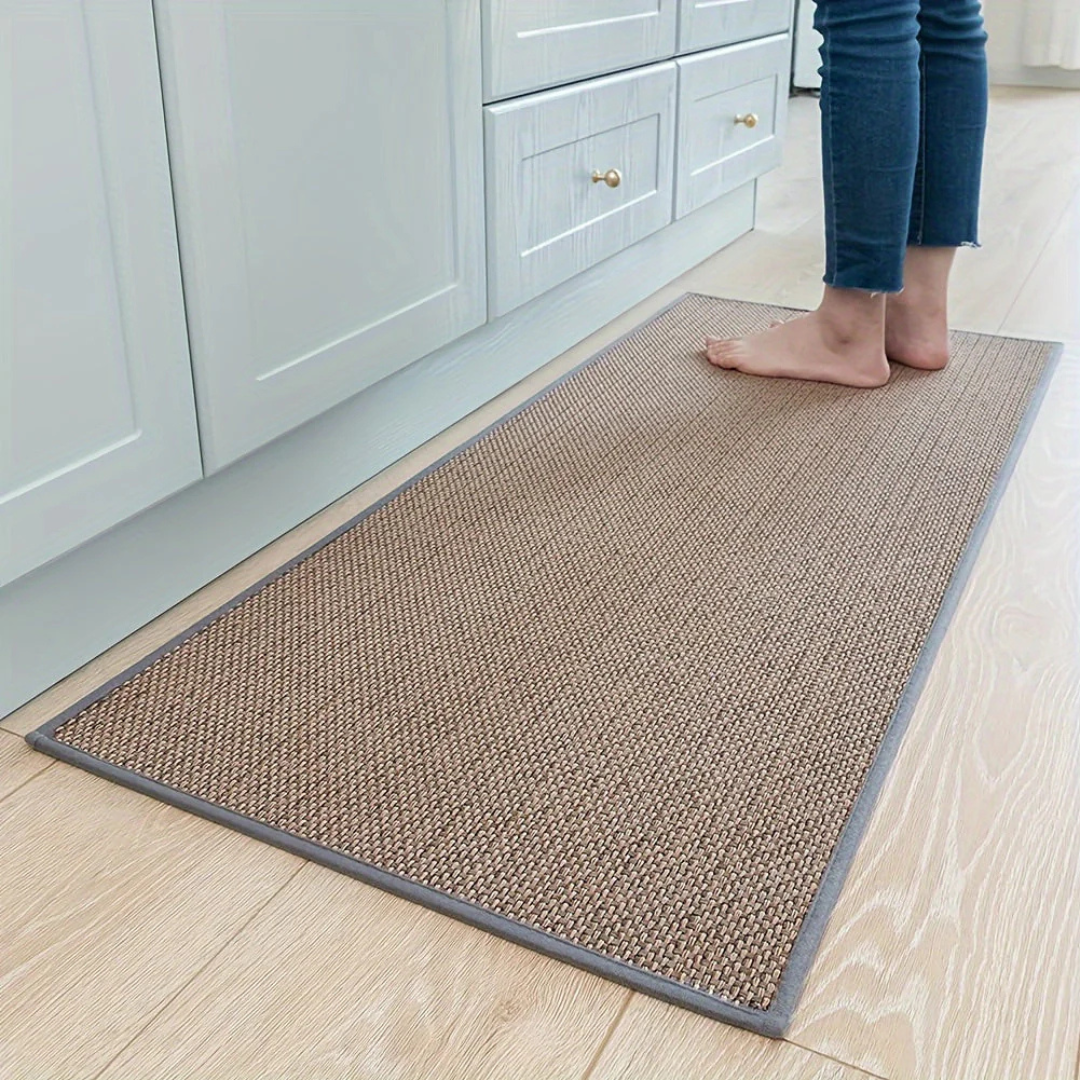 Anti-Slip Floor Runner Rug with Woven Texture and Bound Edges