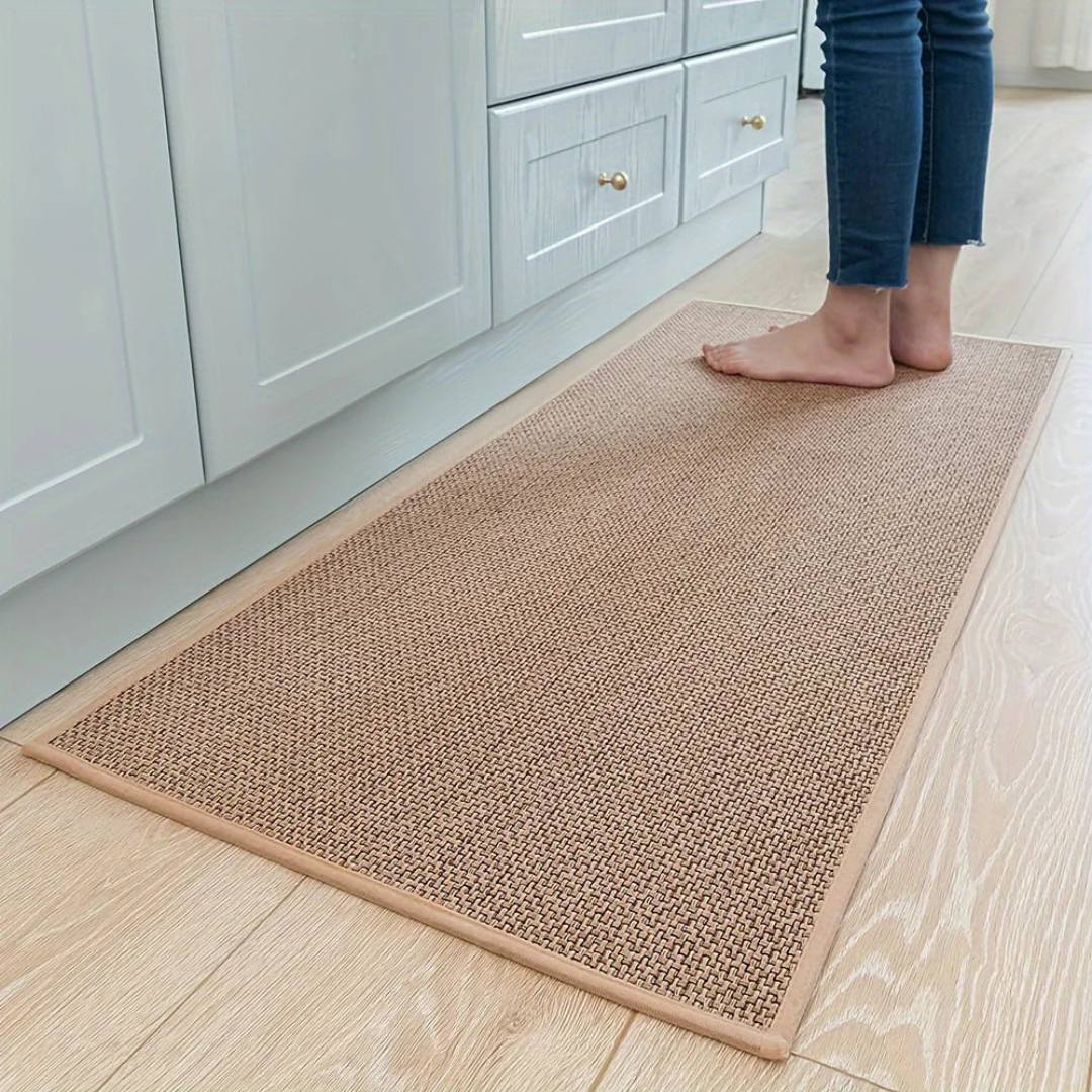 Anti-Slip Floor Runner Rug with Woven Texture and Bound Edges