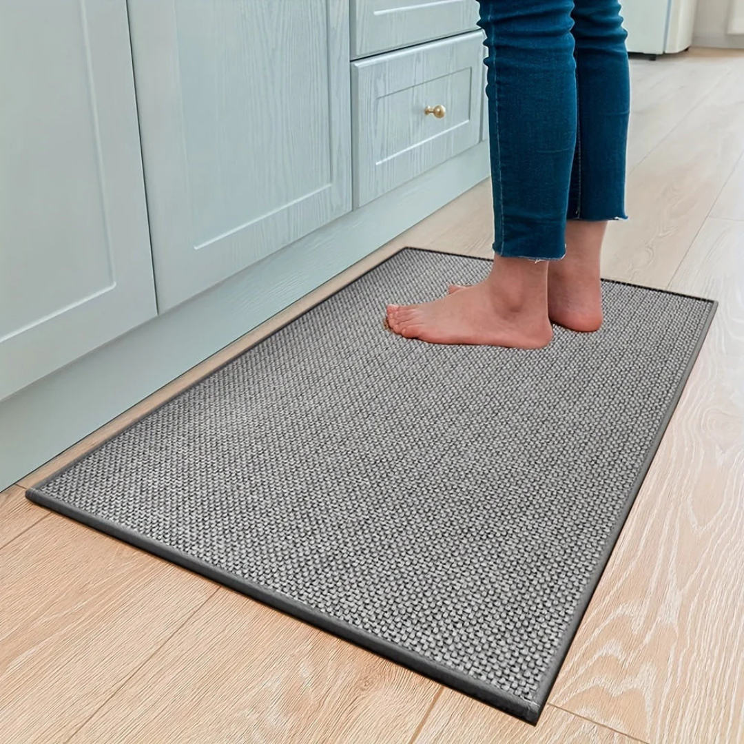 Anti-Slip Floor Runner Rug with Woven Texture and Bound Edges