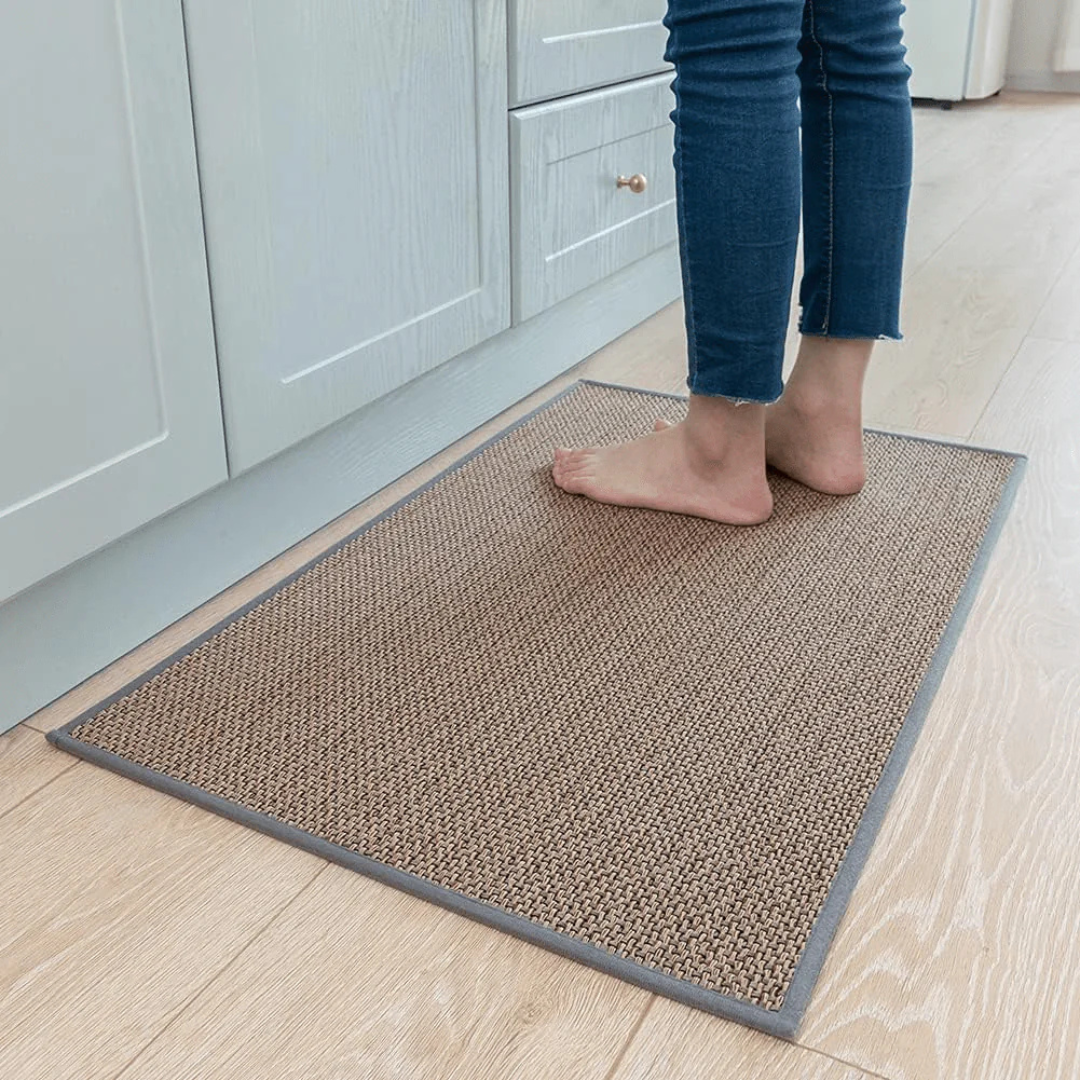 Anti-Slip Floor Runner Rug with Woven Texture and Bound Edges