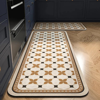 Anti-Slip Kitchen Runner Rug with Bohemian Tile Print