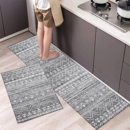 Anti-Slip Kitchen Runner Rug with Bohemian Tile Print