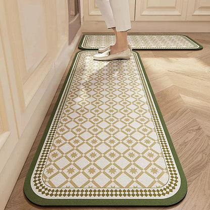 Anti-Slip Kitchen Runner Rug with Bohemian Tile Print