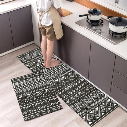 Anti-Slip Kitchen Runner Rug with Bohemian Tile Print