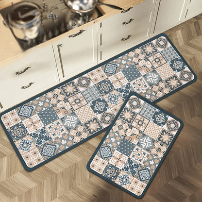 Anti-Slip Kitchen Runner Rug with Bohemian Tile Print