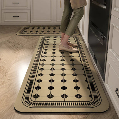 Anti-Slip Kitchen Runner Rug with Bohemian Tile Print