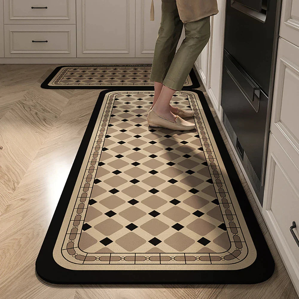 Anti-Slip Kitchen Runner Rug with Bohemian Tile Print