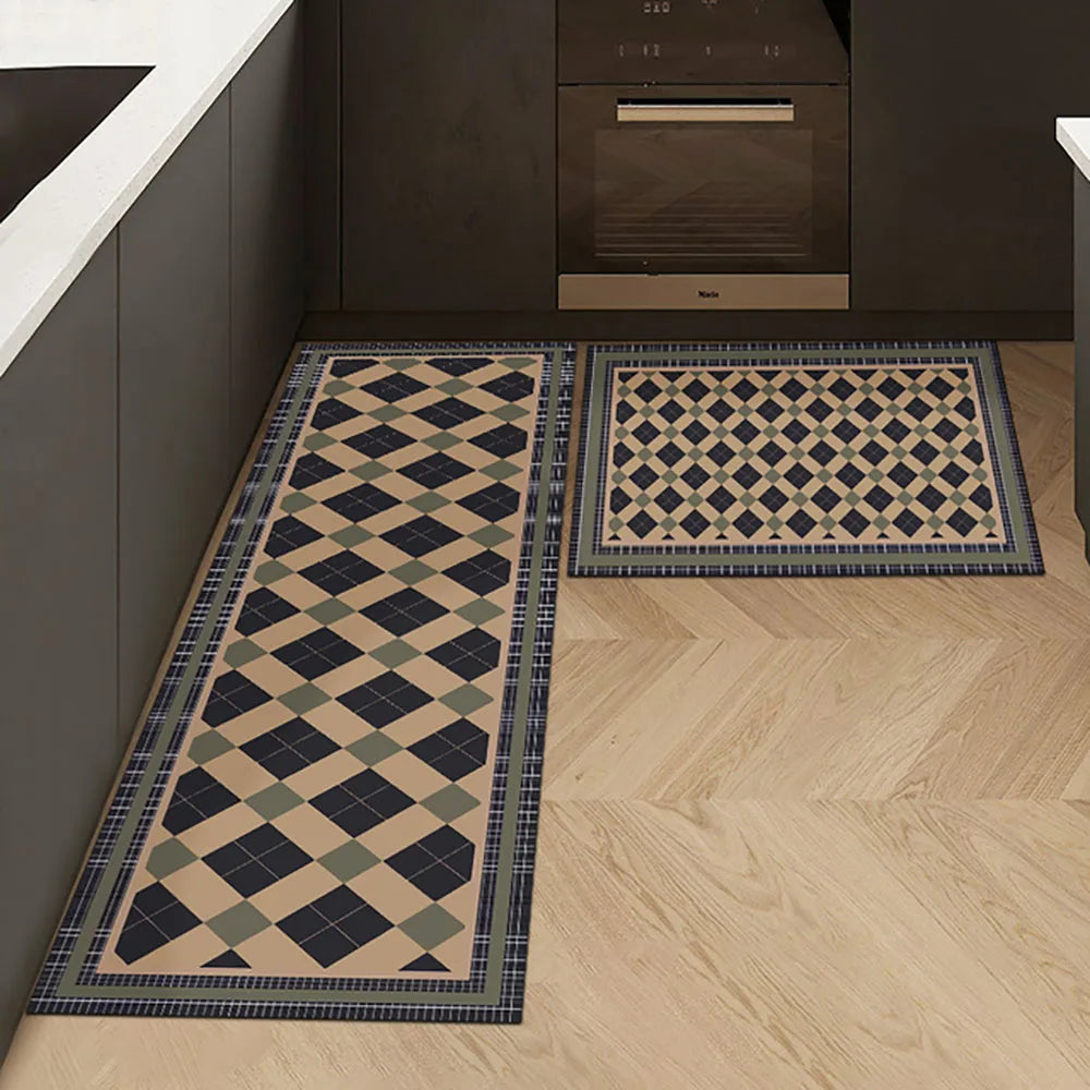 Anti-Slip Kitchen Runner Rug with Bohemian Tile Print
