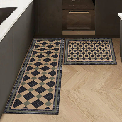 Anti-Slip Kitchen Runner Rug with Bohemian Tile Print