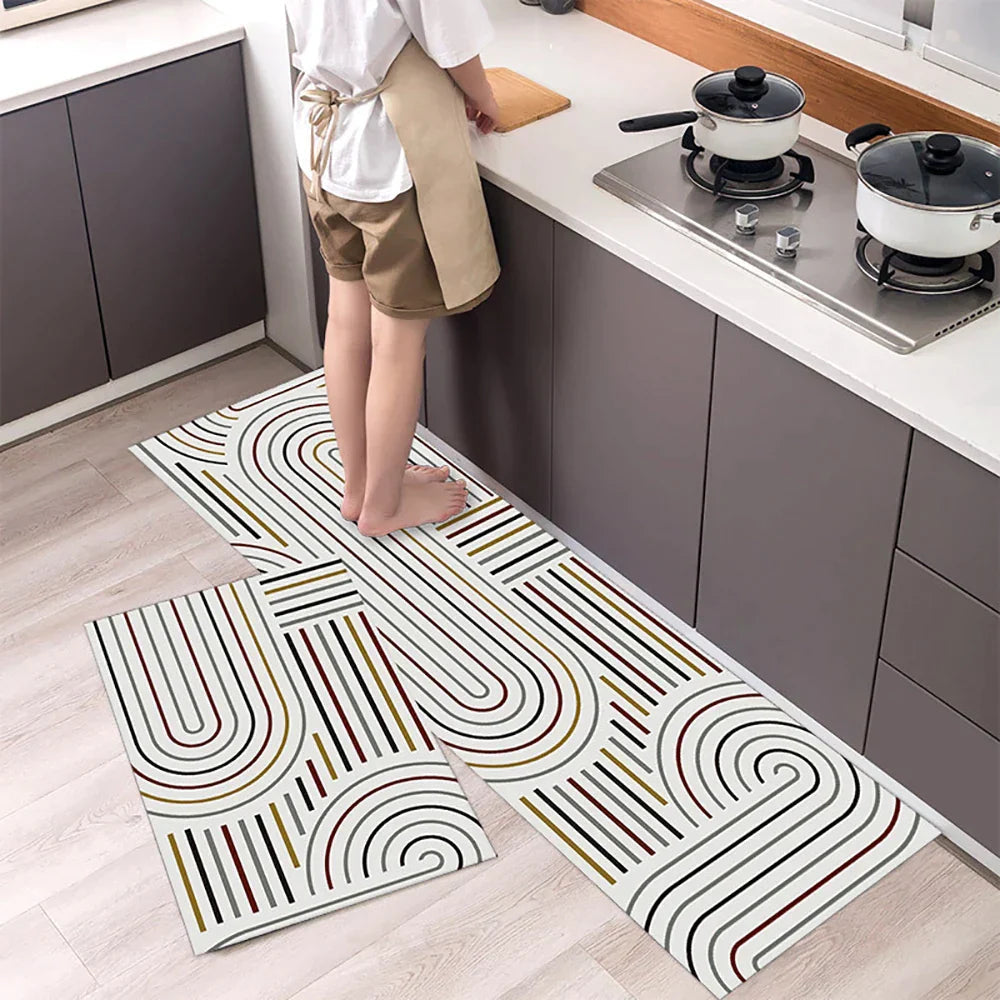 Anti-Slip Kitchen Runner Rug with Bohemian Tile Print