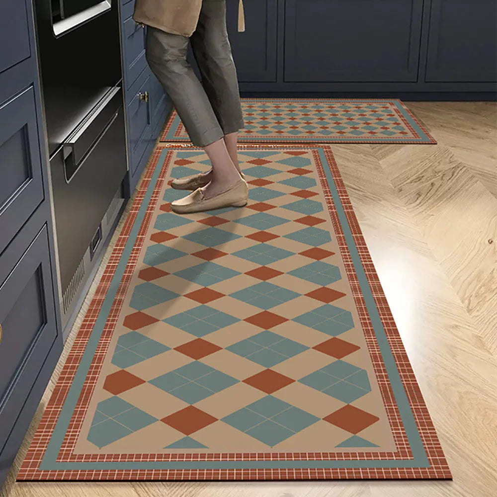 Anti-Slip Kitchen Runner Rug with Bohemian Tile Print
