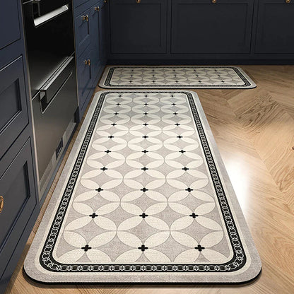 Anti-Slip Kitchen Runner Rug with Bohemian Tile Print