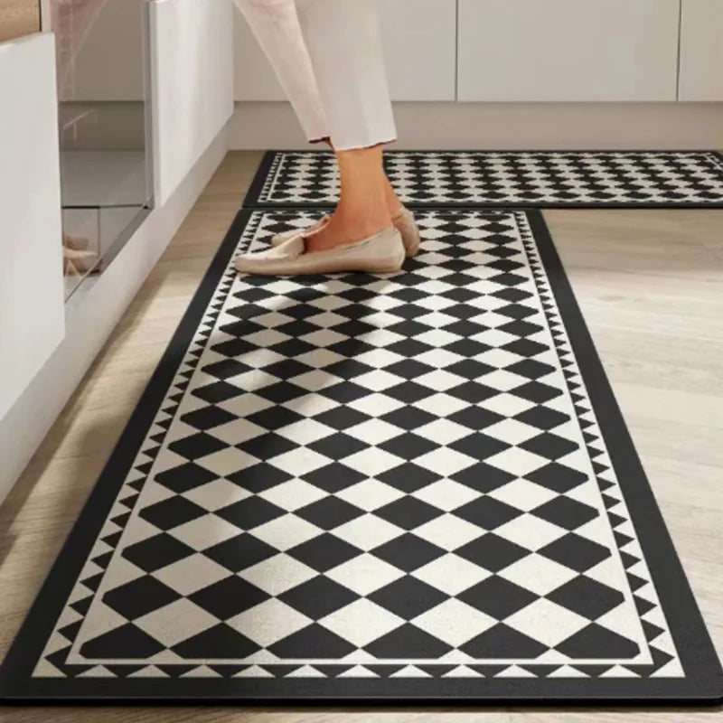 Anti-Slip Kitchen Runner Rug with Bohemian Tile Print
