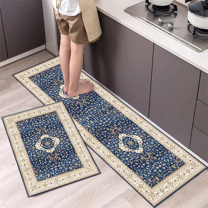 Anti-Slip Kitchen Runner Rug with Bohemian Tile Print