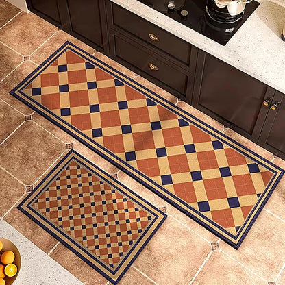 Anti-Slip Kitchen Runner Rug with Bohemian Tile Print