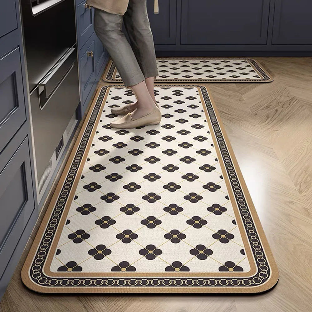 Anti-Slip Kitchen Runner Rug with Bohemian Tile Print