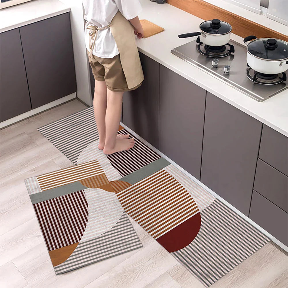 Anti-Slip Kitchen Runner Rug with Bohemian Tile Print