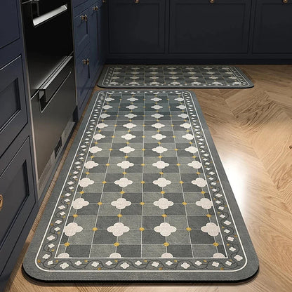 Anti-Slip Kitchen Runner Rug with Bohemian Tile Print