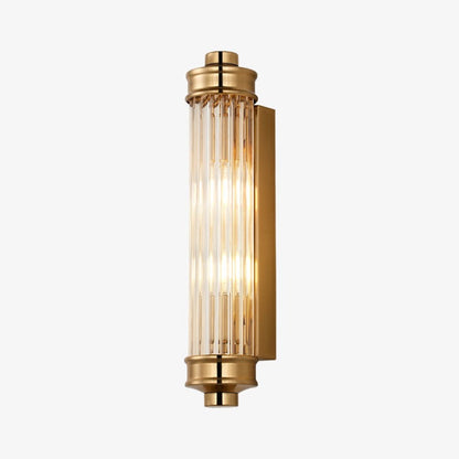 Art Deco Wall Lamp with Ribbed Glass Shade and Metal Backplate
