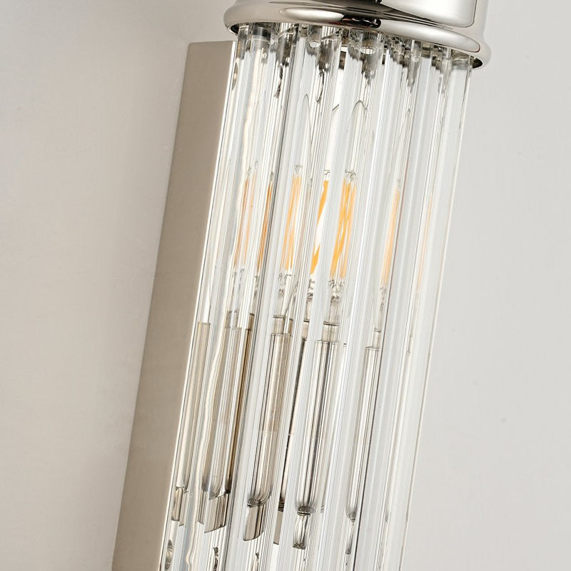 Art Deco Wall Lamp with Ribbed Glass Shade and Metal Backplate