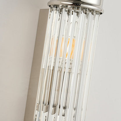 Art Deco Wall Lamp with Ribbed Glass Shade and Metal Backplate