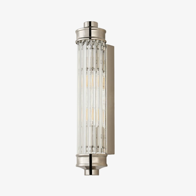 Art Deco Wall Lamp with Ribbed Glass Shade and Metal Backplate